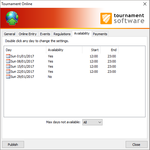 GUI of the tournament software. The current game being played is