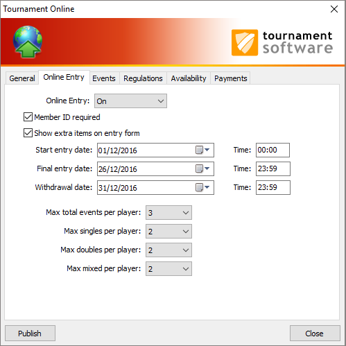 Tournament software for PCs