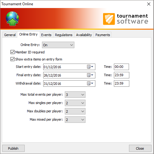 Tournament shop software badminton