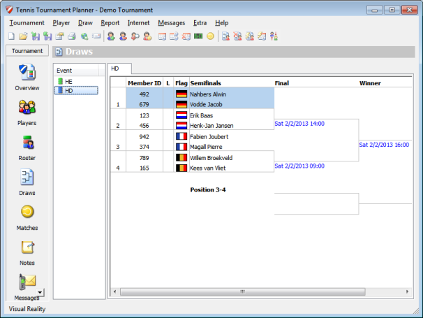 Tournament software for PCs