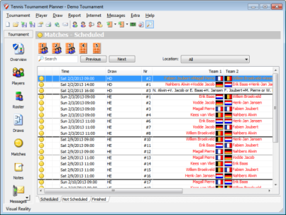 GUI of the tournament software. The current game being played is